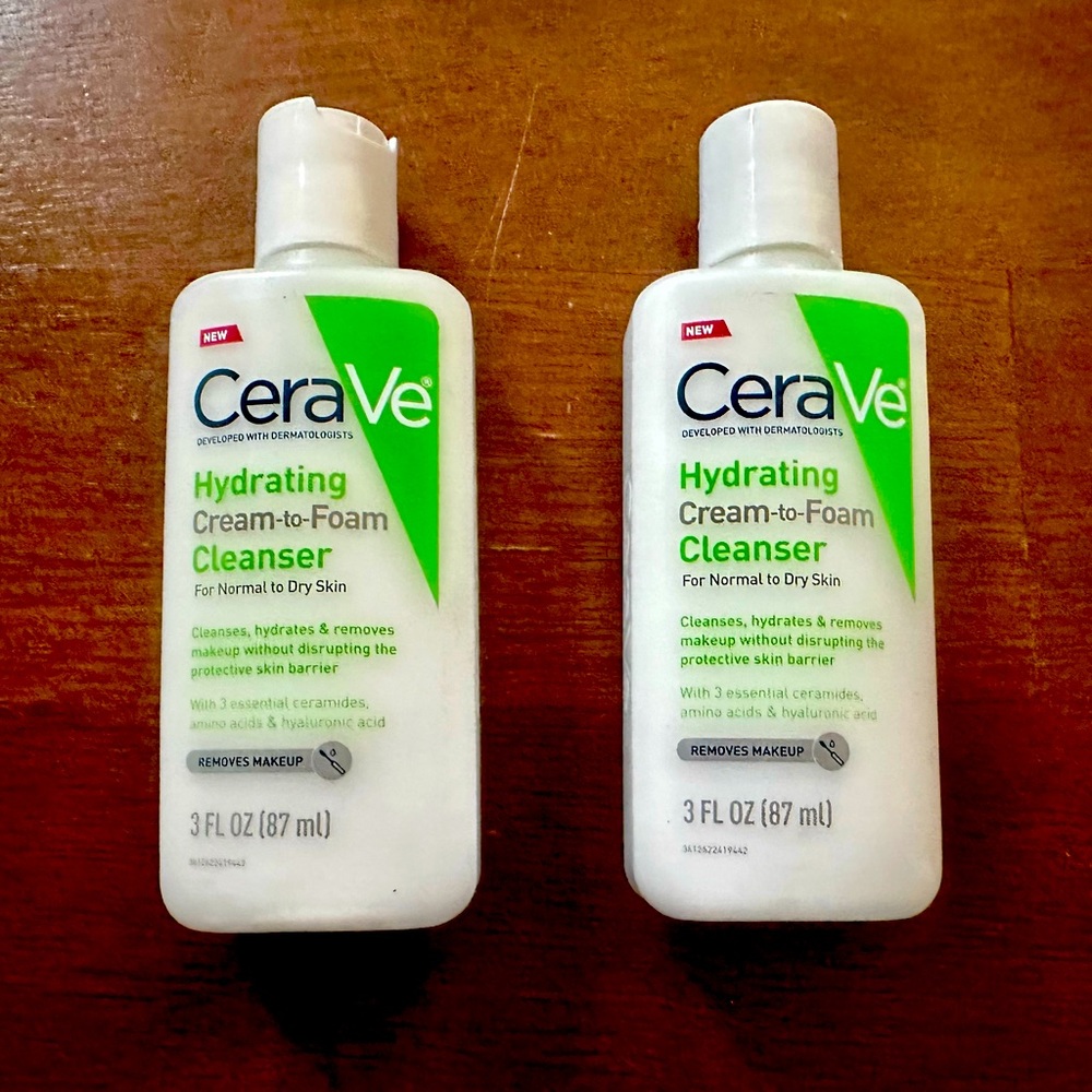 CeraVe Hydrating Cream-to-Foam Face Wash for Balanced to Dry Skin (Set of 2) 3oz